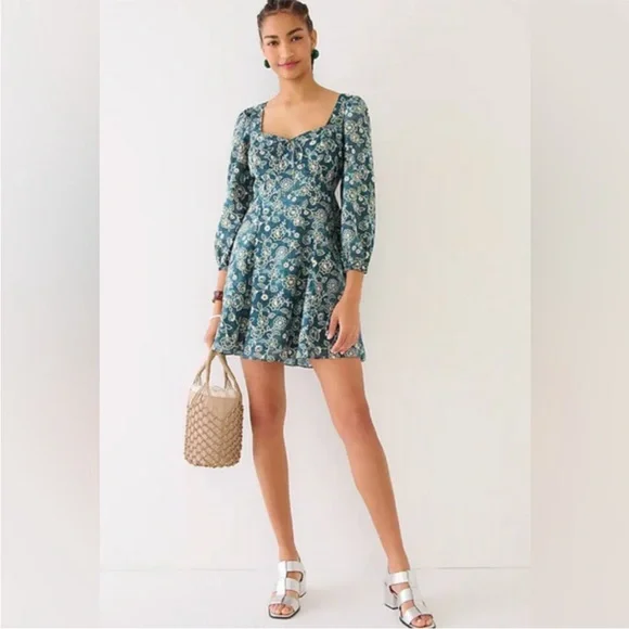 j crew green floral dress Vintage J. Crew Floral Dress, Strapless Cotton Sundress, Size 8